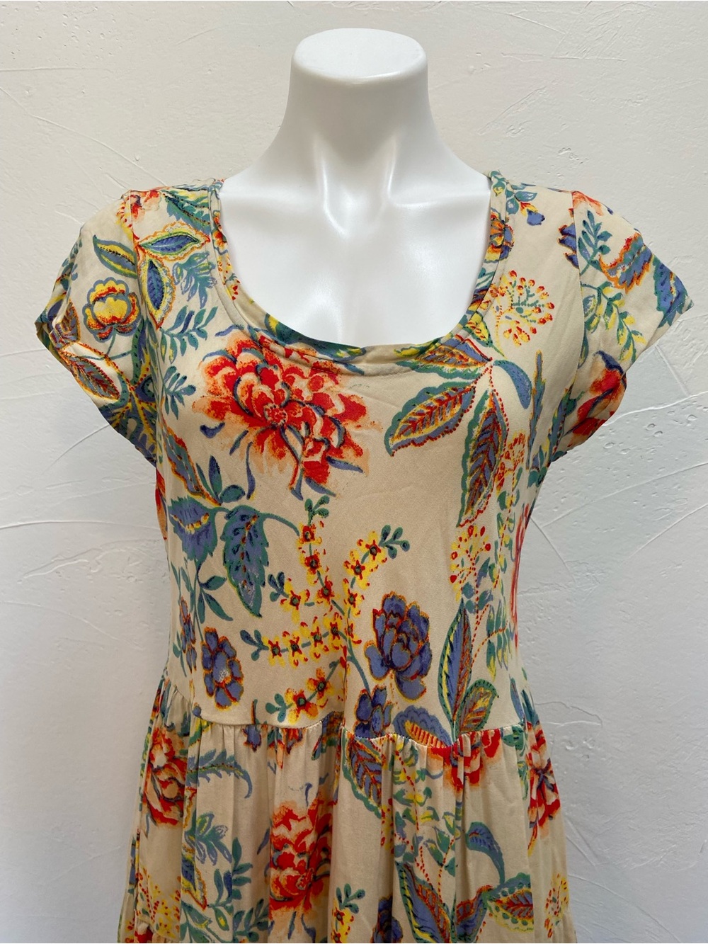 SOFT SURROUNDINGS MULTICOLOR CREW SHORT SLEEVE TSHIRT TIERED KARA MAXI DRESS - Picture 2 of 14